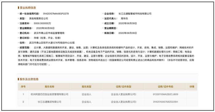 阿里入局武汉智慧城市:与长江云通成立合资公司