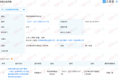 快讯:恒大地产集团(沈阳)新增开庭 案由系商品房销售合同纠纷