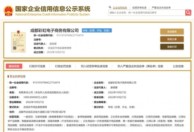 彩虹集团成立电子商务公司,注册资本1000万元
